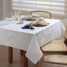 Toalha de Mesa 160x210 Damask Ligamento Cetim 6 Lugares Branco