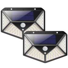 Kit 2 Luminárias Solar de Parede 100 Led com Sensor Presença