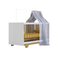 Berço Mini Cama Flocos com Colchão Tigus Baby Branco Madeirado Ypê