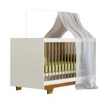 Berço Mini Cama Flocos com Colchão Tigus Baby Off White Madeirado Ypê