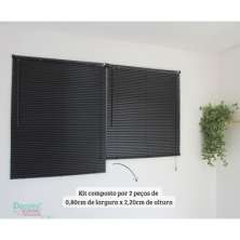 Persiana Horizontal PVC BLOCK 160larg x 220alt Preta (2 pçs)