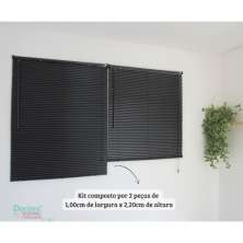 Persiana Horizontal PVC BLOCK 200larg x 220alt Preta (2 pçs)