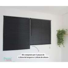 Persiana Horizontal PVC BLOCK 240larg x 160alt Preta (2 pçs)