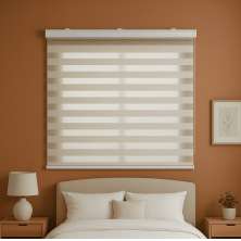 Persiana Rolo Double Vision Zebra 140larg x 160alt Linho com bando