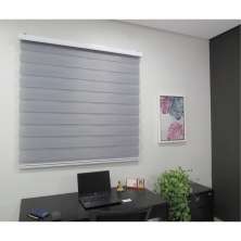 Persiana Rolo Double Vision Zebra 220larg x 220alt Cinza com bando