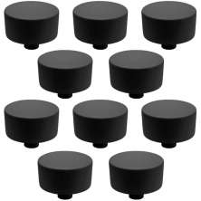 Kit 10 Puxadores 194 YUMA Ponto Preto Fosco Para Móveis Armários e Gavetas