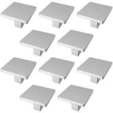 Kit 10 Puxadores Aspen 188 Ponto Quadrados Cromo Acetinado Para Móveis Armários e Gavetas