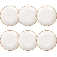 Conjunto 6 Pratos Rústicos Tramontina 25cm Rasos Porcelana Decorado Marrom
