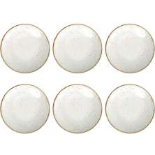 Conjunto 6 Pratos de Sobremesa Porcelana Tramontina 21cm Rústicos Marrom Mesa Posta