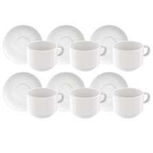 Kit 12 Peças Conjunto Xícaras de Chá com Pires em Porcelana