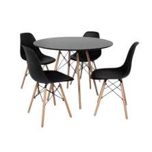 Conjunto Mesa 90cm + 4 Cadeiras Charles Eames Eiffel Trevisul - Preto