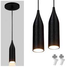Kit 2 Lustres Pendentes Design 3D - ABS174 - PRETO + LED