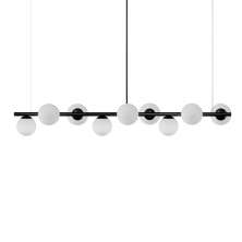 Lustre Pendente Figo Preto 1,5M - 9 Globos Esfera de Vidro Branco
