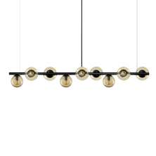 Lustre Pendente Figo Preto 1,5M - 9 Globos Esfera de Vidro Âmbar