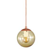 Pendente BRONZE C/ Globo de Vidro AMBAR de 14cm + LED 2W