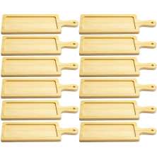 12 Petisqueiras de Bambu para Restaurante 24x8cm Retangular Tábua para Servir Petiscos Uz