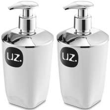 2 Porta Sabonete Líquido Plástico UZ Brancos 400ml Sabonetei