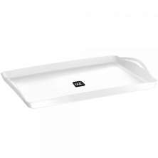 4 Bandejas de Plástico para Alimentos Plus Branca UZ 40,8cm com Alça Servir Decorar Retangular