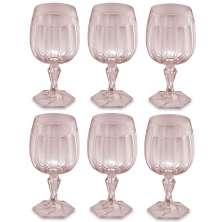 Conjunto 6 Taças Para Água Tomar Suco 350ml Poliestireno UZ Samba Transparente Rosa