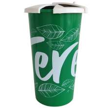 Copo Para Tomar Terere Chimarrão Gelado 450ml Com Tampa Verde