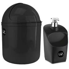 Kit Lixeira 4L Capacete E Dispenser De Detergente Porta Espo