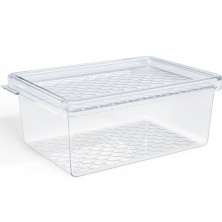 Organizador de Geladeira com Tampa 660ml Cozinha Multiuso Frutas Pequeno Transparente UZ