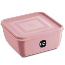 Pote Plástico Quadrado Multiuso 1,5L com Tampa Premium UZ Rosa