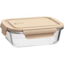 Pote de Vidro Borossilicato Retangular 680ml Tampa Hermética Capuccino UZ Porta Mantimentos