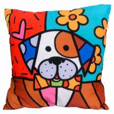 Almofada Impressão Digital Cachorro Pop-Art Colorido 42x42cm Uniart