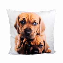 Almofada Impressão Digital Dois Cachorros Marrom 42x42cm Uniart