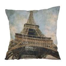 Almofada Impressão Digital Paris Torre Eiffel II Bege 42x42cm Uniart