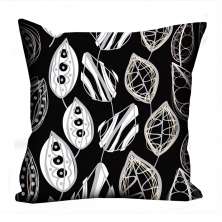 Almofada Valverde Folhas Preto e Branco 42x42cm