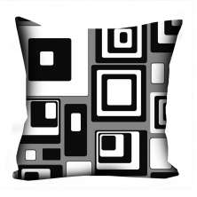 Almofada Valverde Quadrados Preto e Branco 42x42cm