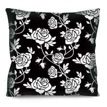 Almofada Valverde Rosas Preto e Branco 42x42cm