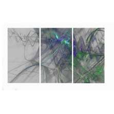 Conjunto com 3 Quadros Decorativos Abstrato Cinza e Verde