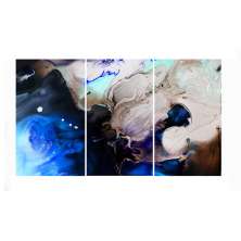 Conjunto com 3 Quadros Decorativos Abstrato I Azul