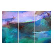 Conjunto com 3 Quadros Decorativos Abstrato II Azul
