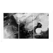 Conjunto com 3 Quadros Decorativos Abstrato Preto e Cinza