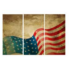 Conjunto com 3 Quadros Decorativos Bandeira Bege
