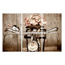 Conjunto com 3 Quadros Decorativos Bike Bege