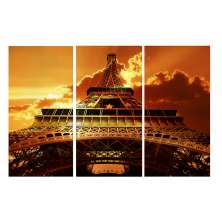 Conjunto com 3 Quadros Decorativos Eiffel Laranja