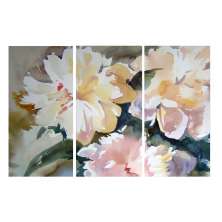 Conjunto com 3 Quadros Decorativos Floral I Colorido