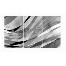 Conjunto com 3 Quadros Decorativos Geo Cinza