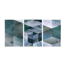 Conjunto com 3 Quadros Decorativos Geo II Azul