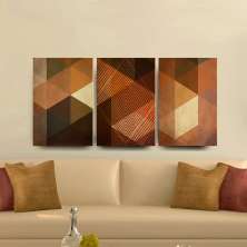 Conjunto com 3 Quadros Decorativos Geo III Marrom
