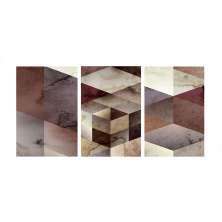 Conjunto com 3 Quadros Decorativos Geo Marrom e Cinza