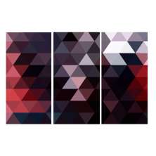 Conjunto com 3 Quadros Decorativos Geo Preto e Vermelho