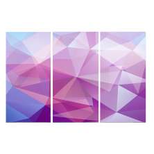 Conjunto com 3 Quadros Decorativos Geo Roxo e Azul