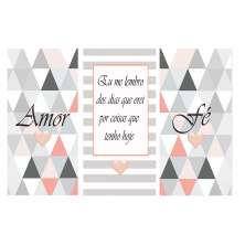 Conjunto com 3 Quadros Decorativos Tri Cinza e Rosa