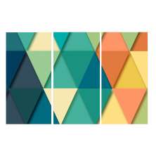 Conjunto com 3 Quadros Decorativos Tri Colorido